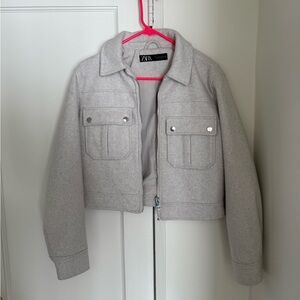 Zara Light Gray Cropped Jacket
